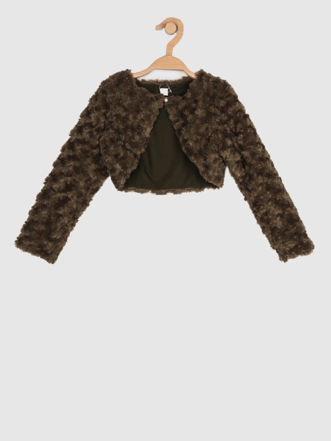 

Peppermint Girls Olive Green Faux Fur Bolero Jacket
