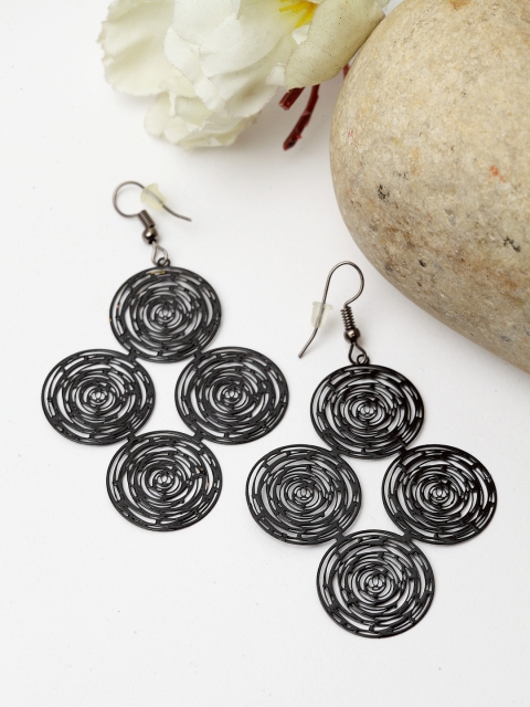 

Stoln Black Circular Drop Earrings
