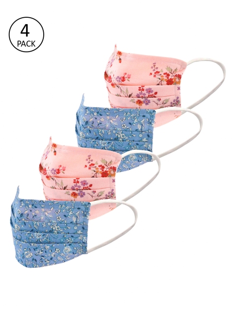 

LEGAL BRIBE Unisex Pack Of 4 Printed 3-Ply Cloth Mask, Blue
