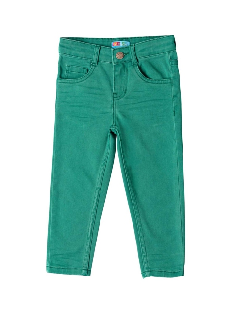 

Kid Studio Boys Green Custom Slim Fit Solid Chinos