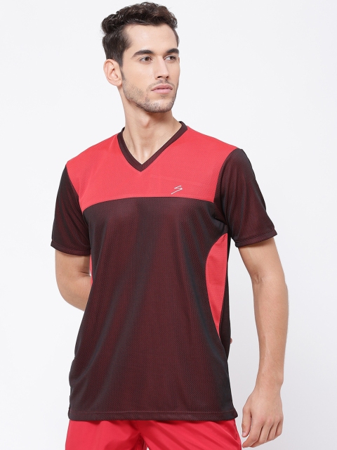 

SG Men Maroon & Red Colourblocked V-Neck T-shirt
