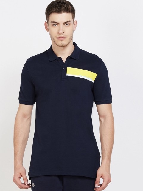 

Kappa Men Navy Blue Solid Polo Collar T-shirt