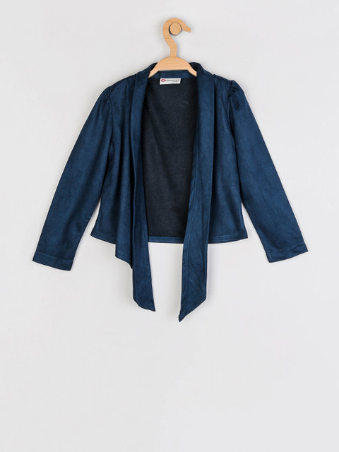 

Peppermint Girls Navy Blue Solid Open Front Shrug