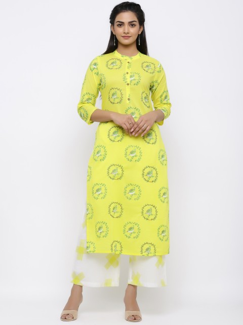 

Indi INSIDE Women Yellow & White Printed Kurta with Palazzos