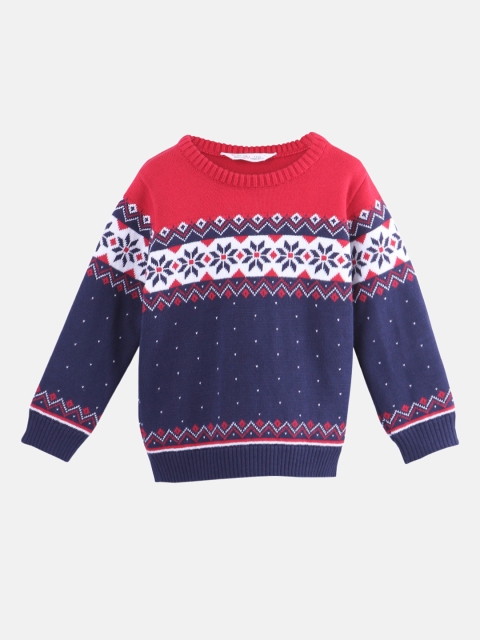 

Beebay Boys Navy Blue Printed Pullover Sweater