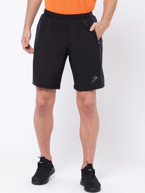 

SG Men Black Solid Regular Fit Sports Shorts
