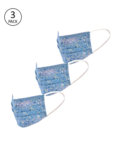 

LEGAL BRIBE Women Pack Of 3 3-Ply Reusable Outdoor Masks, Blue