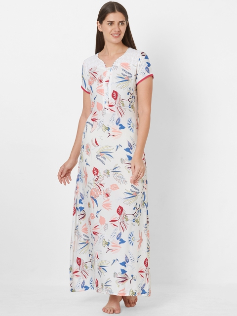 

Sweet Dreams Women White Printed Nightdress
