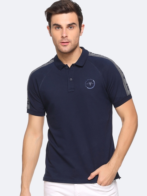 

BLACK BUCK Men Navy Blue Solid Polo Collar T-shirt