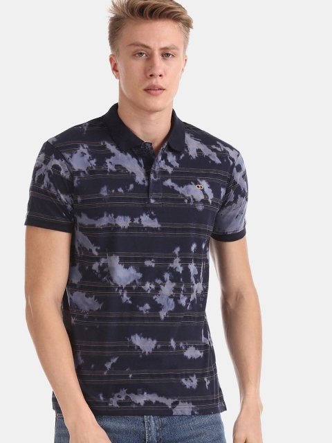 

Ruggers Men Blue Dyed Polo Collar T-shirt