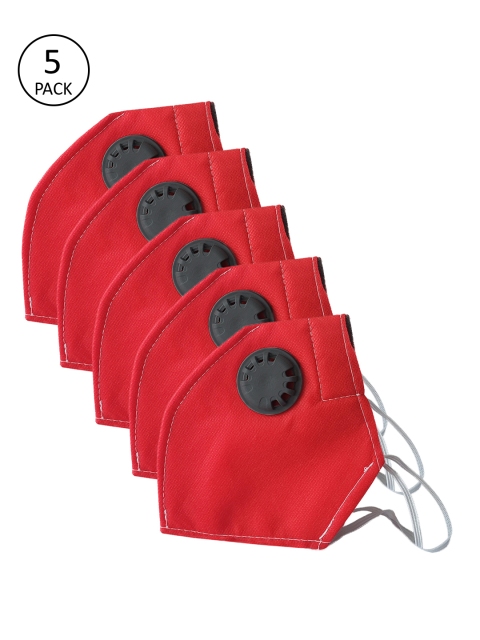 

JAINISH Unisex Red 5 Pcs 2-Ply Outdoor Protective Valved Masks