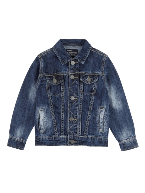 

Cherokee Boys Blue Solid Denim Jacket