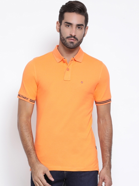 

SWISS MILITARY Men Orange Solid Polo Collar Pure Cotton T-shirt