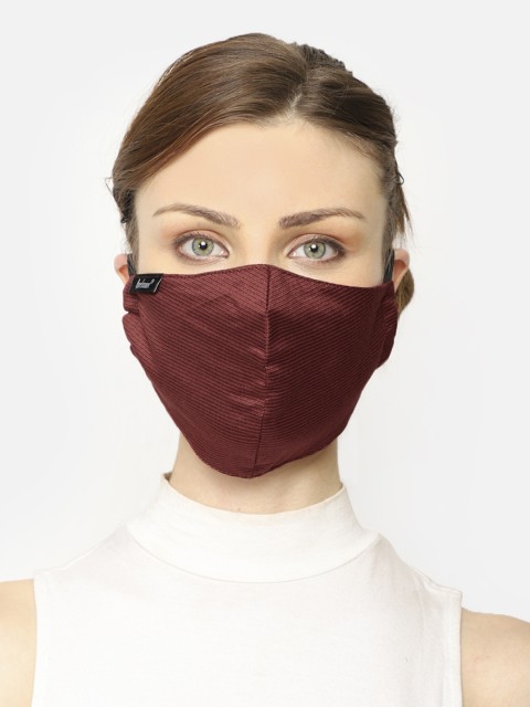 

Anekaant Women Maroon & Black Striped 3-Ply Anti-Dust Reusable Cloth Masks