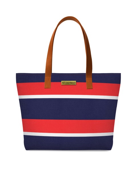 

DailyObjects Navy Blue & Red Printed Tote Bag