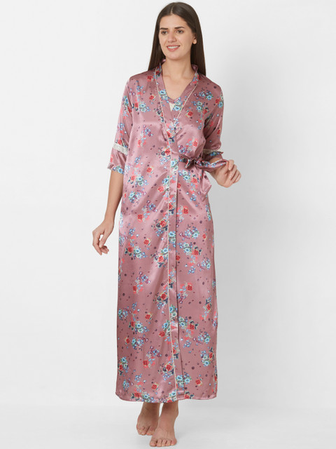 

Sweet Dreams Pink & Sea Green Printed Nightdress