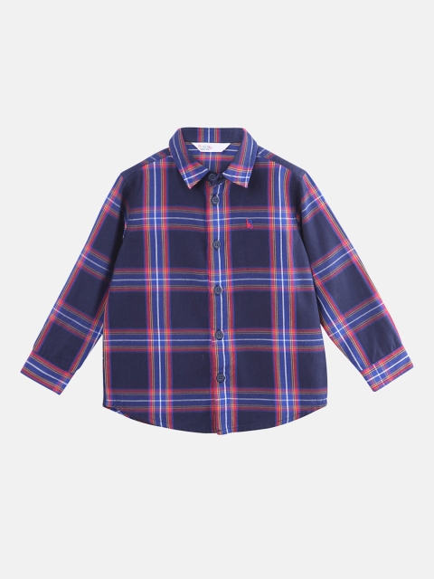 

Beebay Boys Navy Blue Regular Fit Checked Casual Shirt