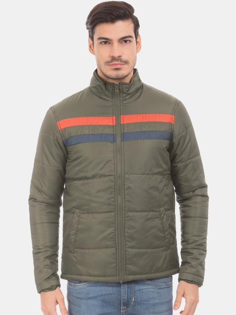 

Ruggers Men Green Striped Quilted Jacket