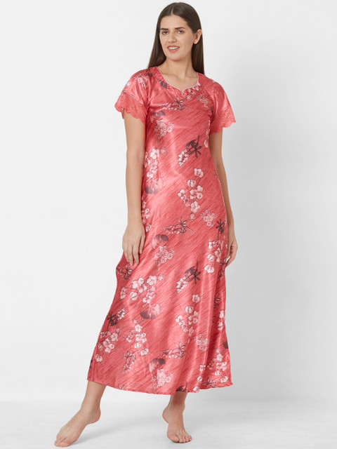 

Sweet Dreams Coral Red Floral Print Nightdress