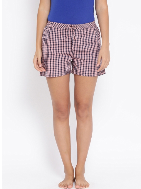 

Macrowoman W-Series Women Pink & Blue Checked Lounge Shorts