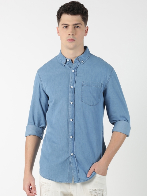 

Blue Saint Men Blue Regular Fit Solid Casual Shirt