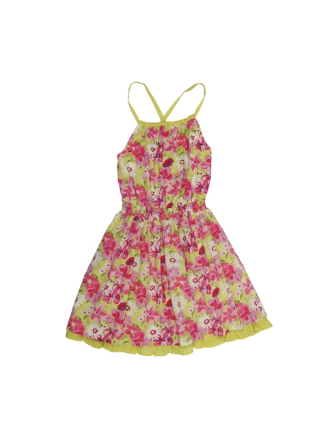 

Miyo Girls Green & Pink Floral Printed Fit and Flare Dress