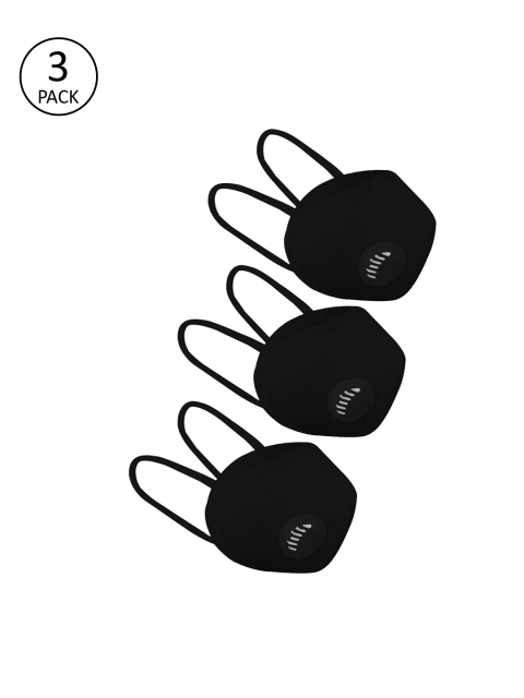 

SOIE Unisex 3 Pcs Solid 8-Ply Two Way Respirator Reusable SN99 Masks, Black