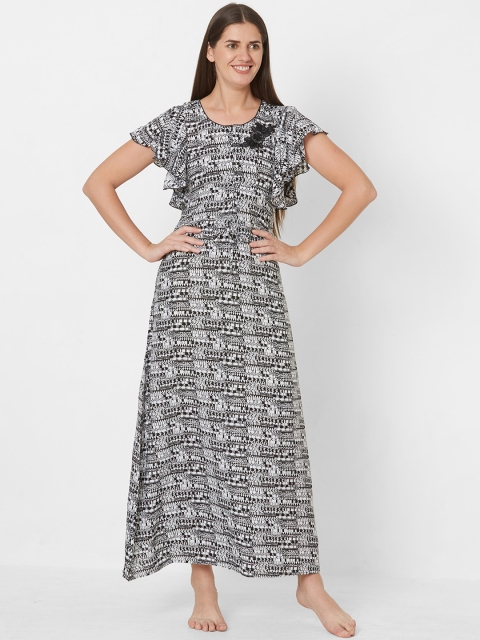 

Sweet Dreams Black & White Printed Nightdress