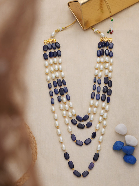 

Infuzze Women Blue & White Beaded Layered Necklace
