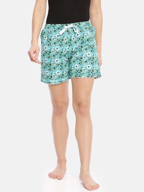 

Macrowoman W-Series Women Sea Green Printed Lounge Shorts