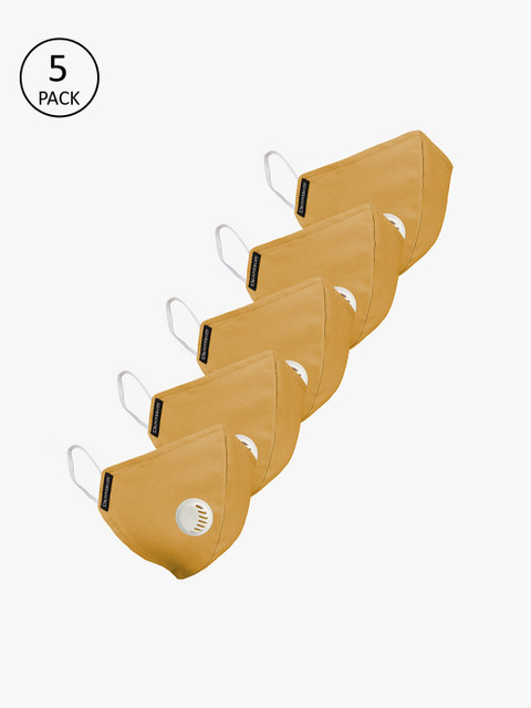 

DENNISON Unisex 5 Pcs Mustard Yellow 2-Ply Anti-Dust Reusable Valve Masks