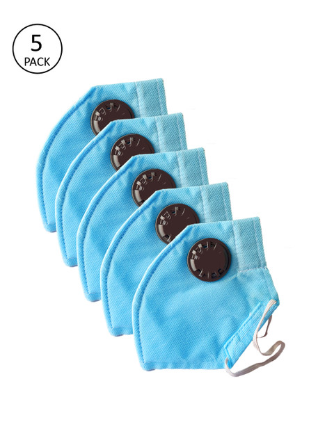 

JAINISH Unisex Blue 5 Pcs 2-Ply Outdoor Protective Valved Masks