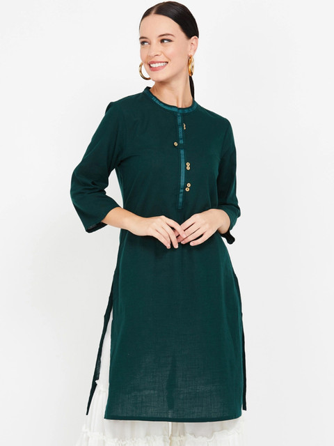 

Melange by Lifestyle Women Green Solid Straight Kurta