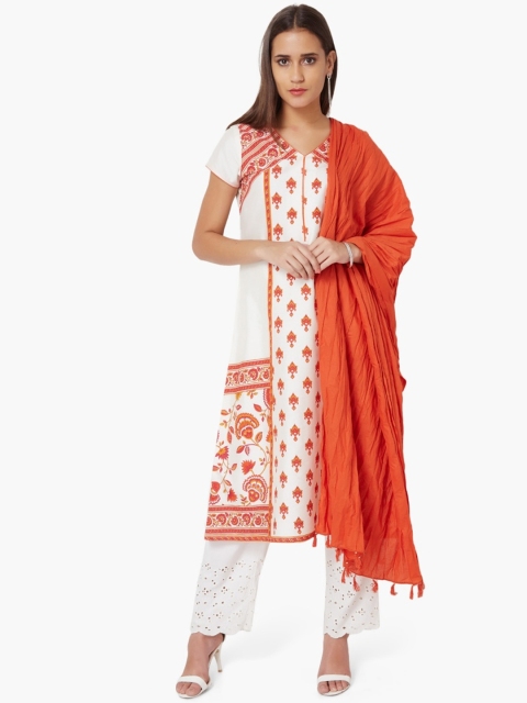 

Melange by Lifestyle Orange Solid Pure Cotton Dupatta