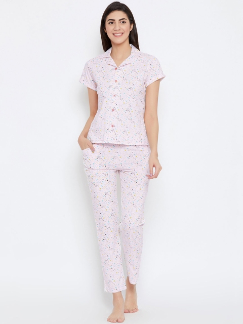 

Clovia Women Pink Printed Night suit