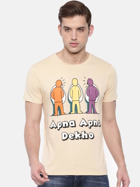 

Bushirt Men Cream-Coloured Printed Round Neck T-shirt