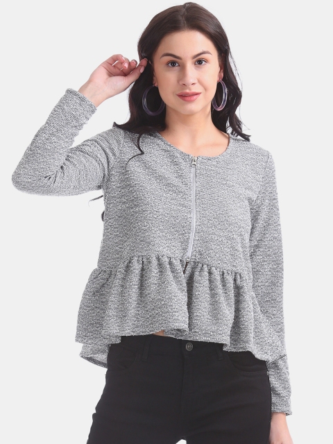 

Sugr Women Grey Solid Peplum Top