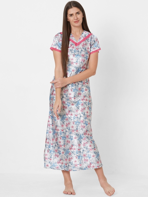 

Sweet Dreams White & Pink Floral Print Nightdress