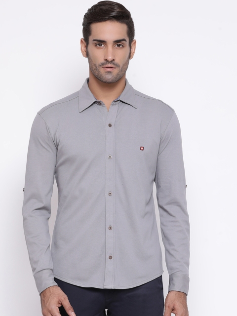 

SWISS MILITARY Men Grey Smart Regular Fit Solid Casual Shirt
