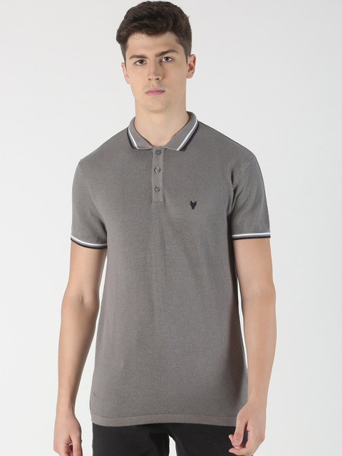 

BLACK BUCK Men Grey Solid Polo Collar T-shirt