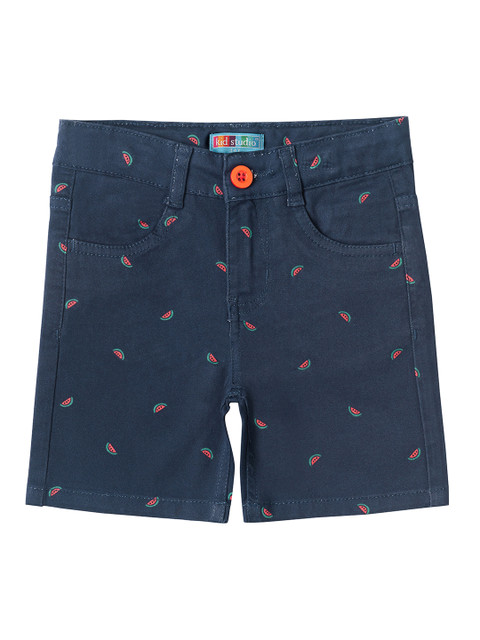 

Kid Studio Boys Navy Blue Printed Regular Shorts