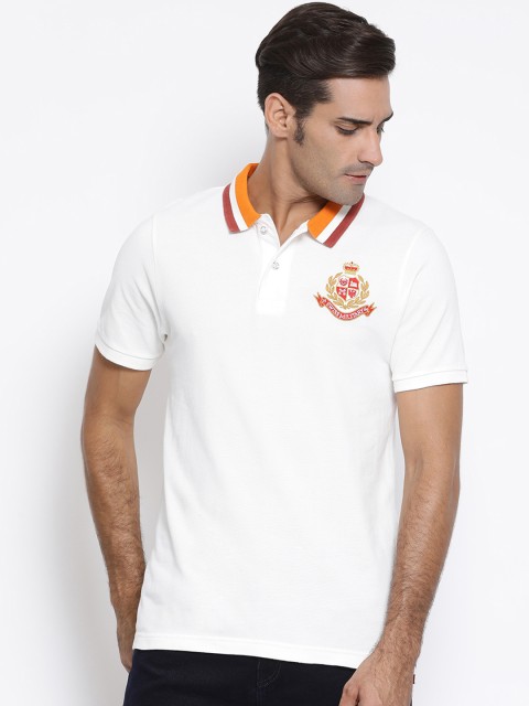 

SWISS MILITARY Men White Solid Polo Collar T-shirt