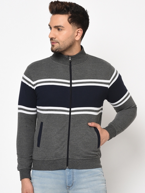 

Austin wood Men Grey & Blue Colourblocked Sweatshirt