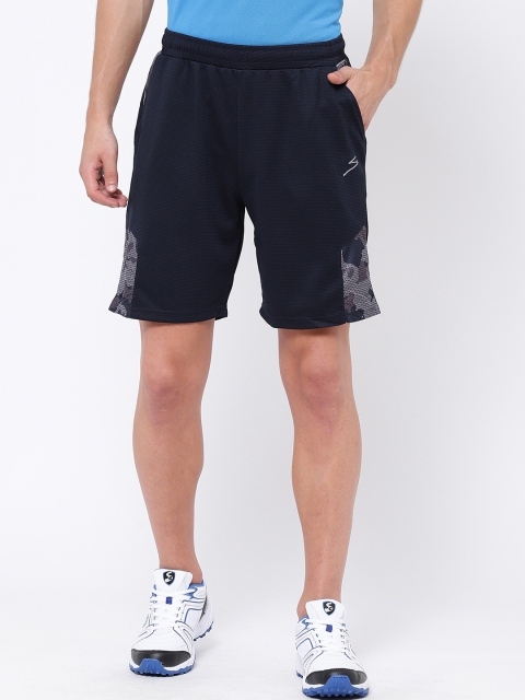 

SG Men Navy Blue Camouflage Print Regular Fit Sports Shorts