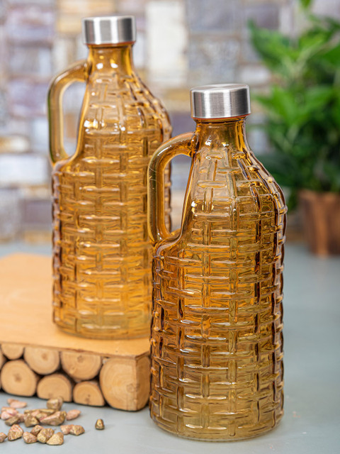 

White Gold Set of 2 Transparent & Silver-Toned Airtight Glass Bottles