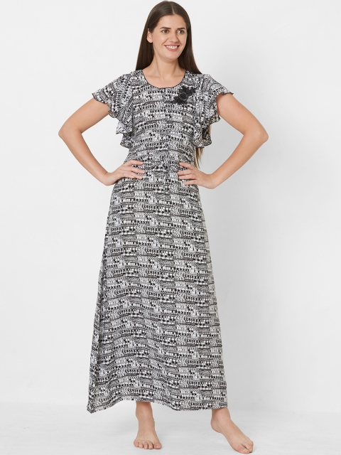 

Sweet Dreams Black & White Printed Nightdress