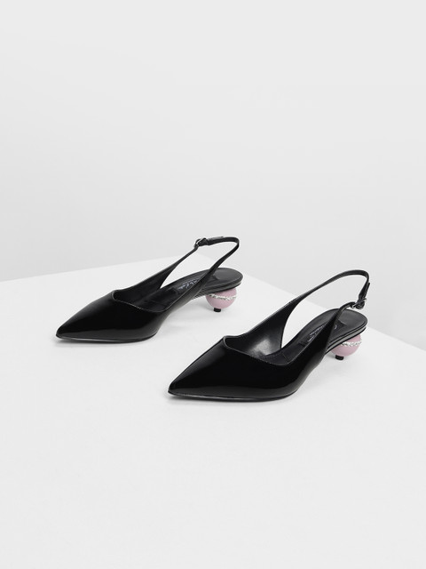 

CHARLES & KEITH Women Black Solid Mules