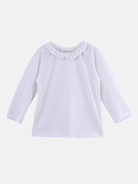 

Beebay Infants Girls White Solid Pure Cotton Top with Ruffles