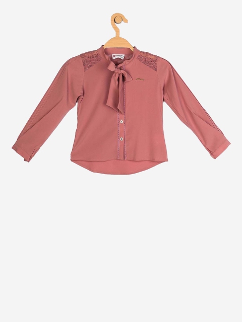 

Peppermint Girls Mauve Solid Top with Tie Up Neck