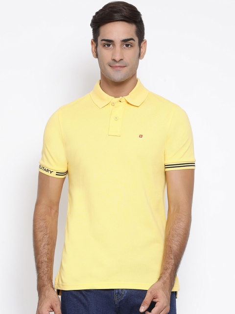 

SWISS MILITARY Men Yellow Solid Polo Collar Pure Cotton T-shirt